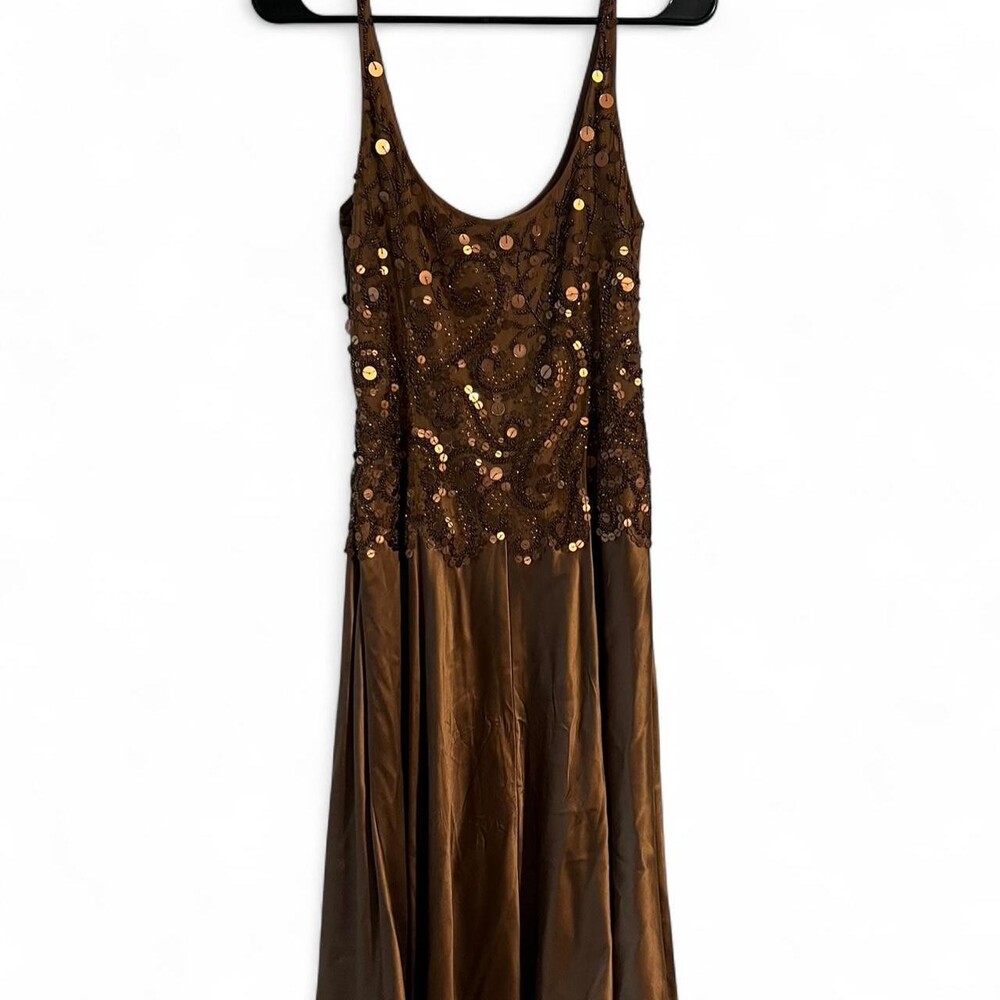 Carmen Marc Valvo brown sequin maxi dress Size 12 #glamour #party #eveningwear